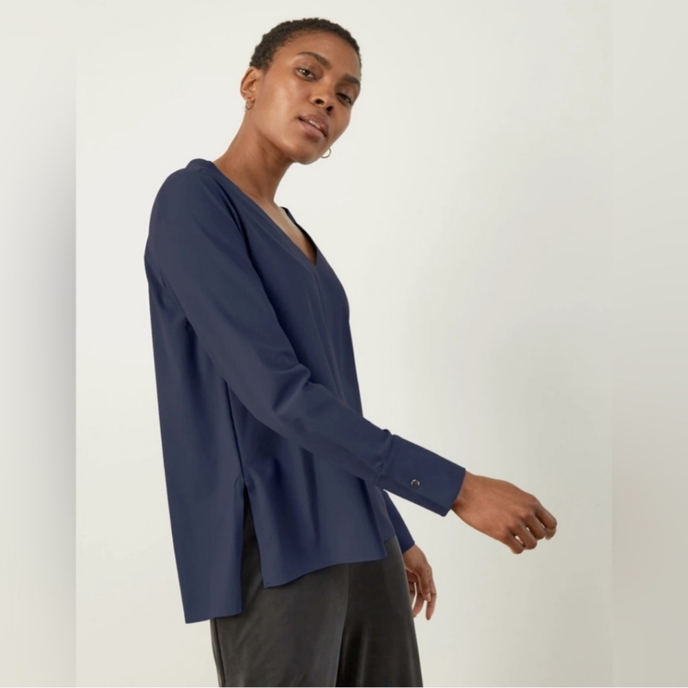 ADAY Something Tailored Shirt Top In Navy Blue - Picture 3 of 11